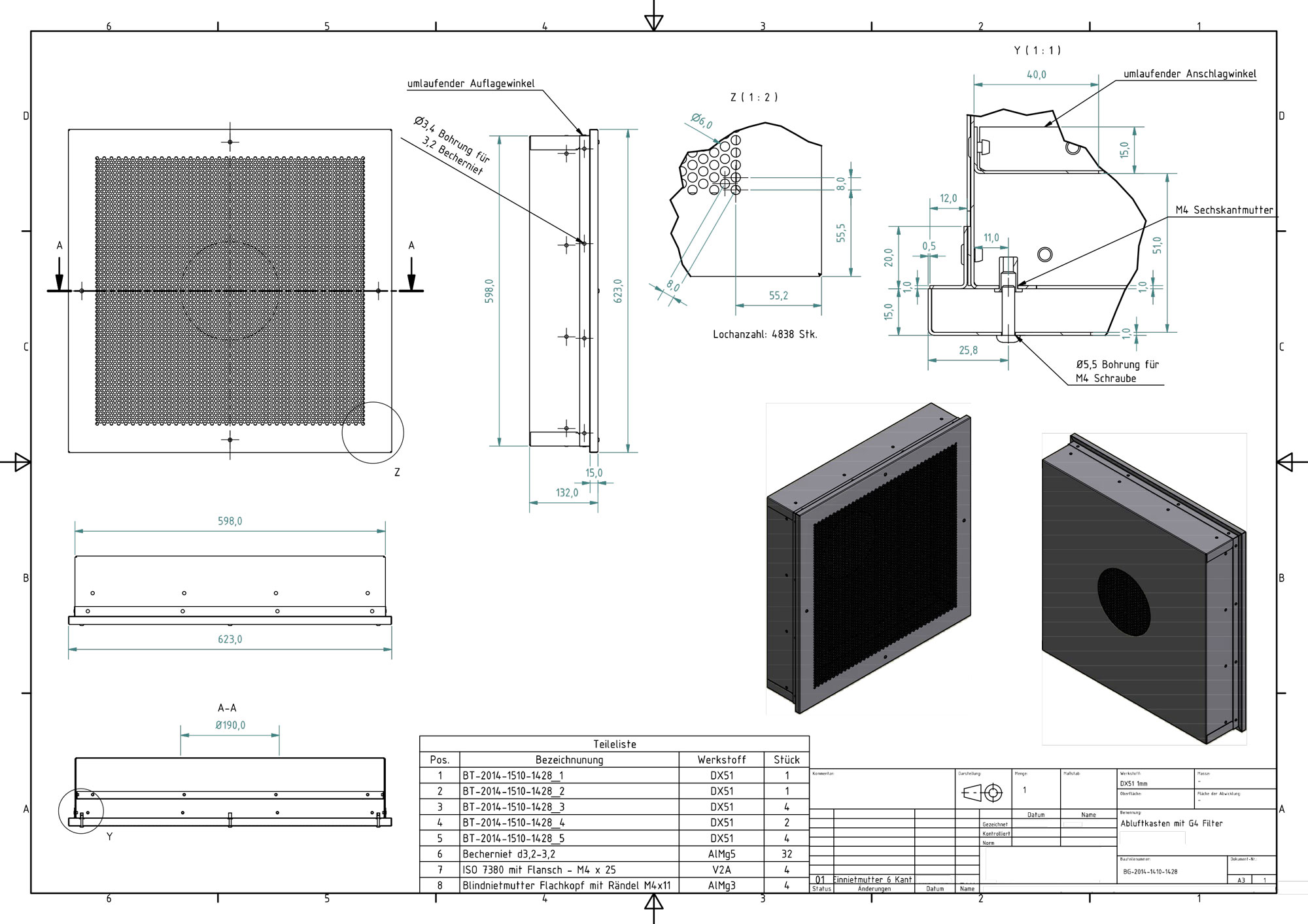 professioneller Bauplan für Metallobjekt