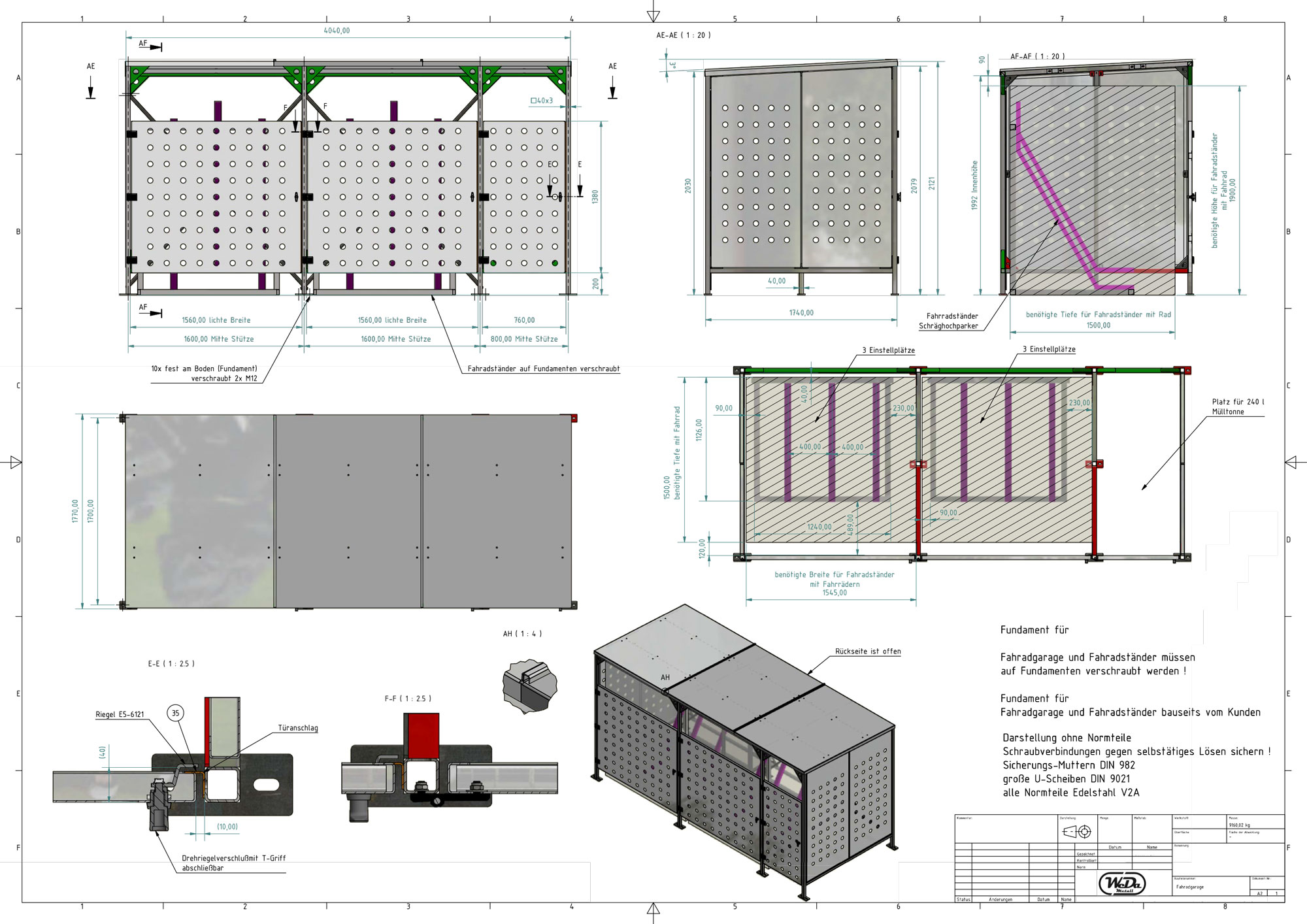 professioneller Bauplan für Metallobjekt